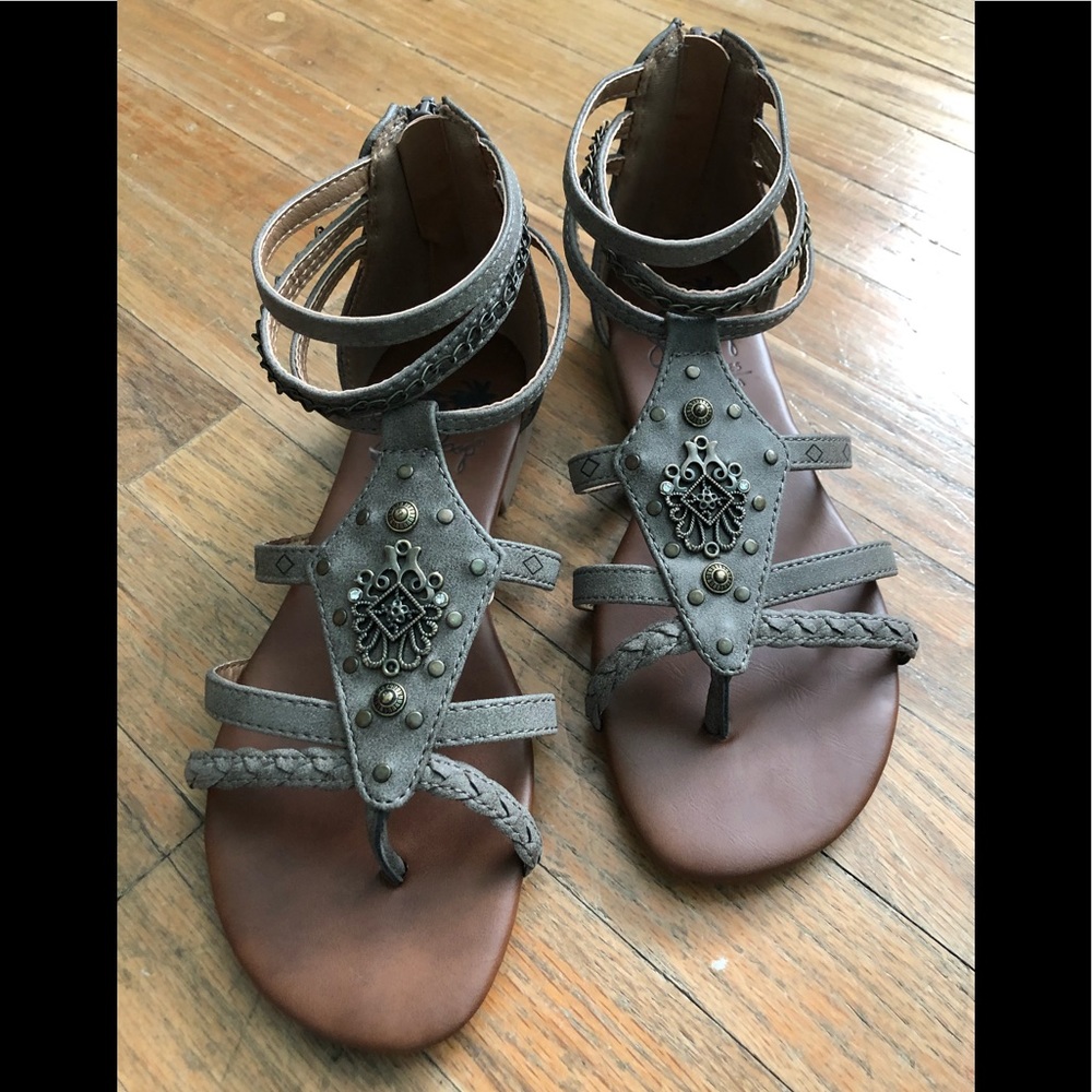 Jellypop Gadiator Sandals Brown/Green. Size 6.5